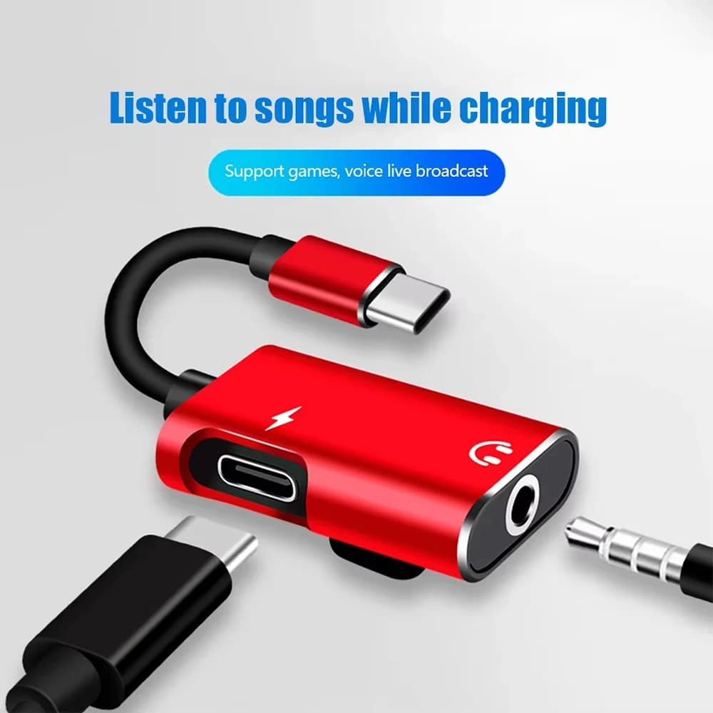 Adattatore 2 in 1 da USB-C femmina a jack da 3,5 mm maschio, cavo audio per cuffie, convertitore, splitter audio USB-C, connettore per Xiaomi Huawei