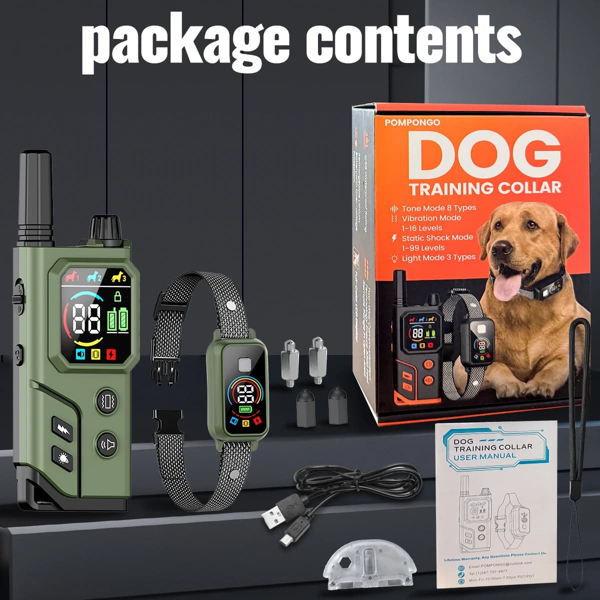 Collare da addestramento per cani ORCLEAB X800, impermeabile IP68, antiabbaio con telecomando ricaricabile per cani di tutte le taglie