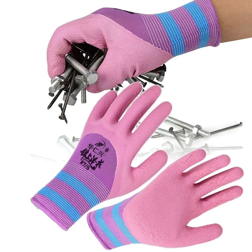 Guanti da lavoro con rughe in lattice strumento 15 aghi guanti protettivi in Nylon antiscivolo guanto rivestito in gomma resistente all'usura femminile