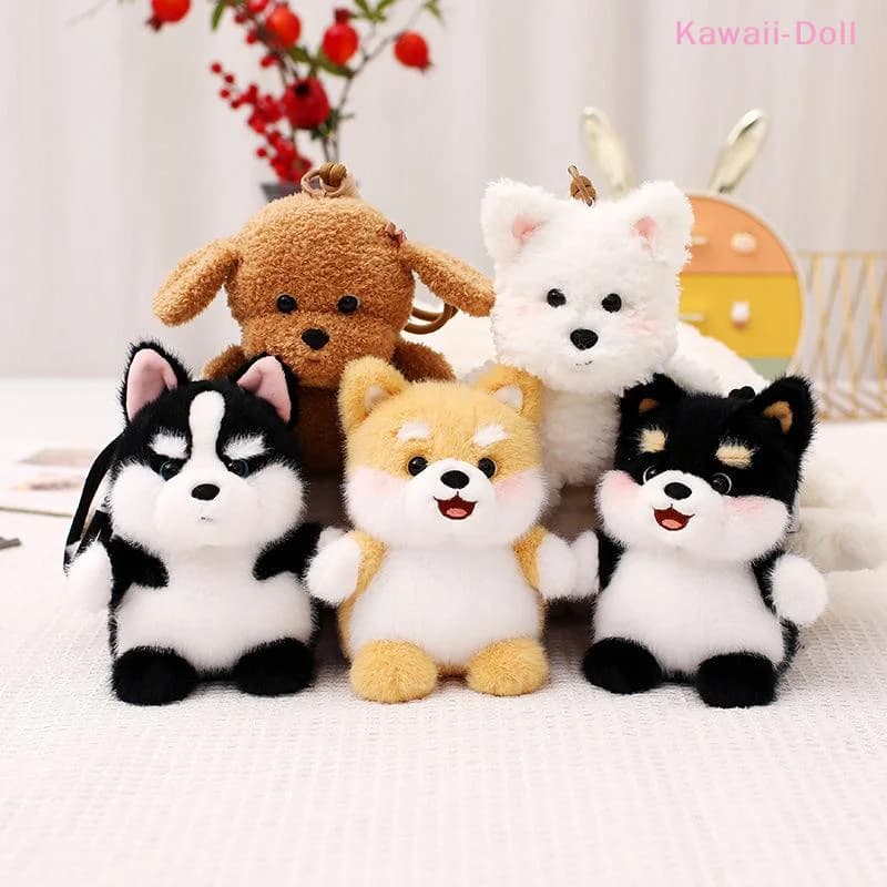 [DO]Cute Dog Plush Keychain Cartoon Stuffed Animal Puppy Charm Bag Pendant Backpack Hanging Decoration Key Holder Gifts[DO]