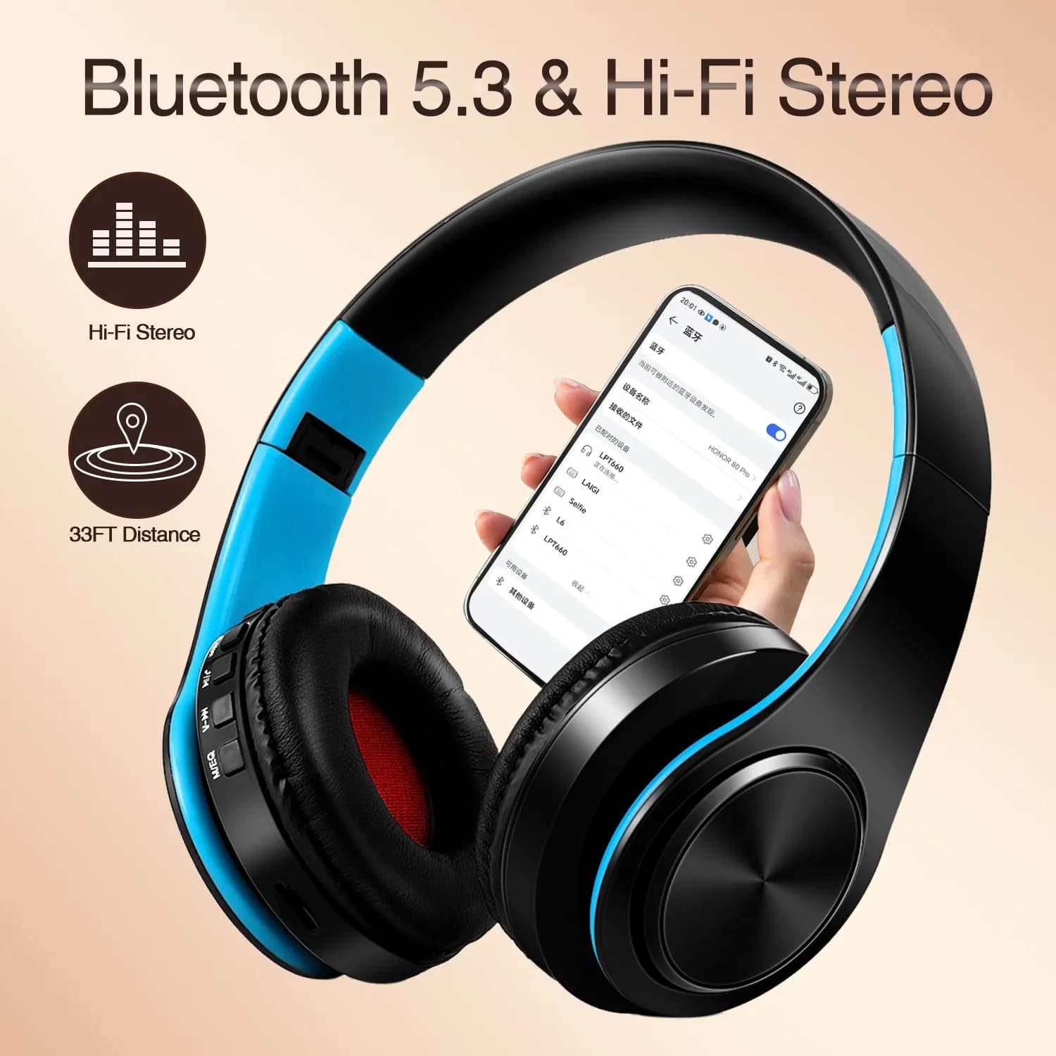 2026 Cuffie stereo wireless Bluetooth Cuffie con slot per schede FM TF e microfono incorporato per MP3 PC iPod Cellulare