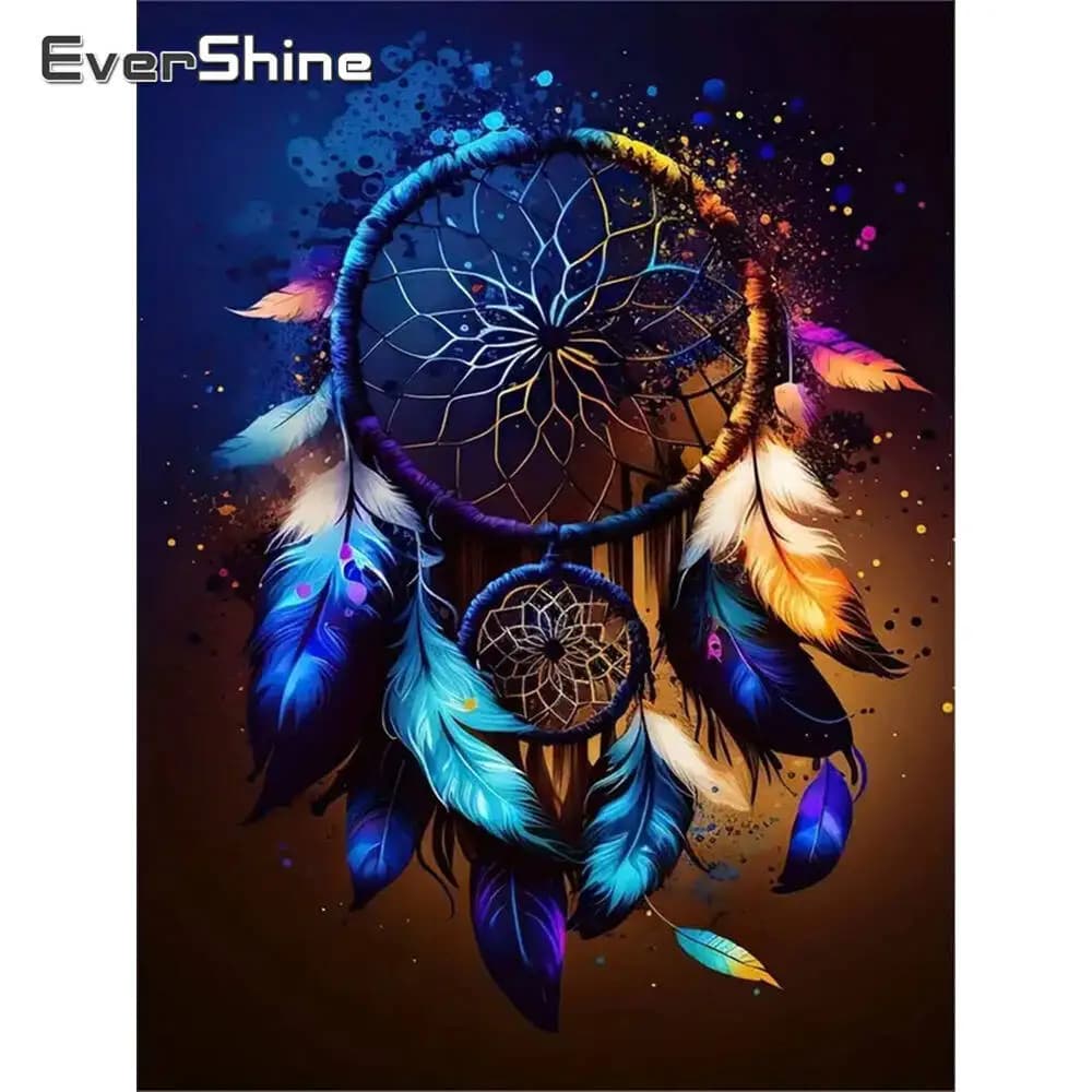 Evershine 5D DIY Diamond Mosaic Dreamcatcher Landscape Acrylic Craft Supplies Painting Feather Diamond Embroidery Home Decor