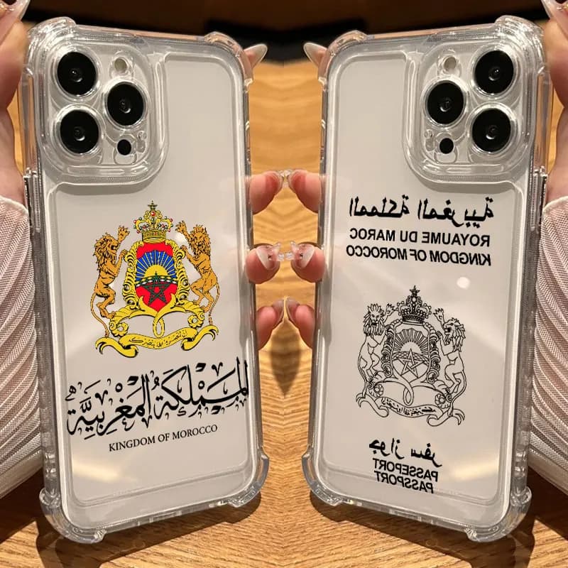Marocco Bandiera Passaporto Cappotto Cassa Del Telefono Trasparente Per iPhone 17 16 14 15 11 12 13 Pro Max 16E 15 16 Plus 17 Aria Morbida Copertura Antiurto
