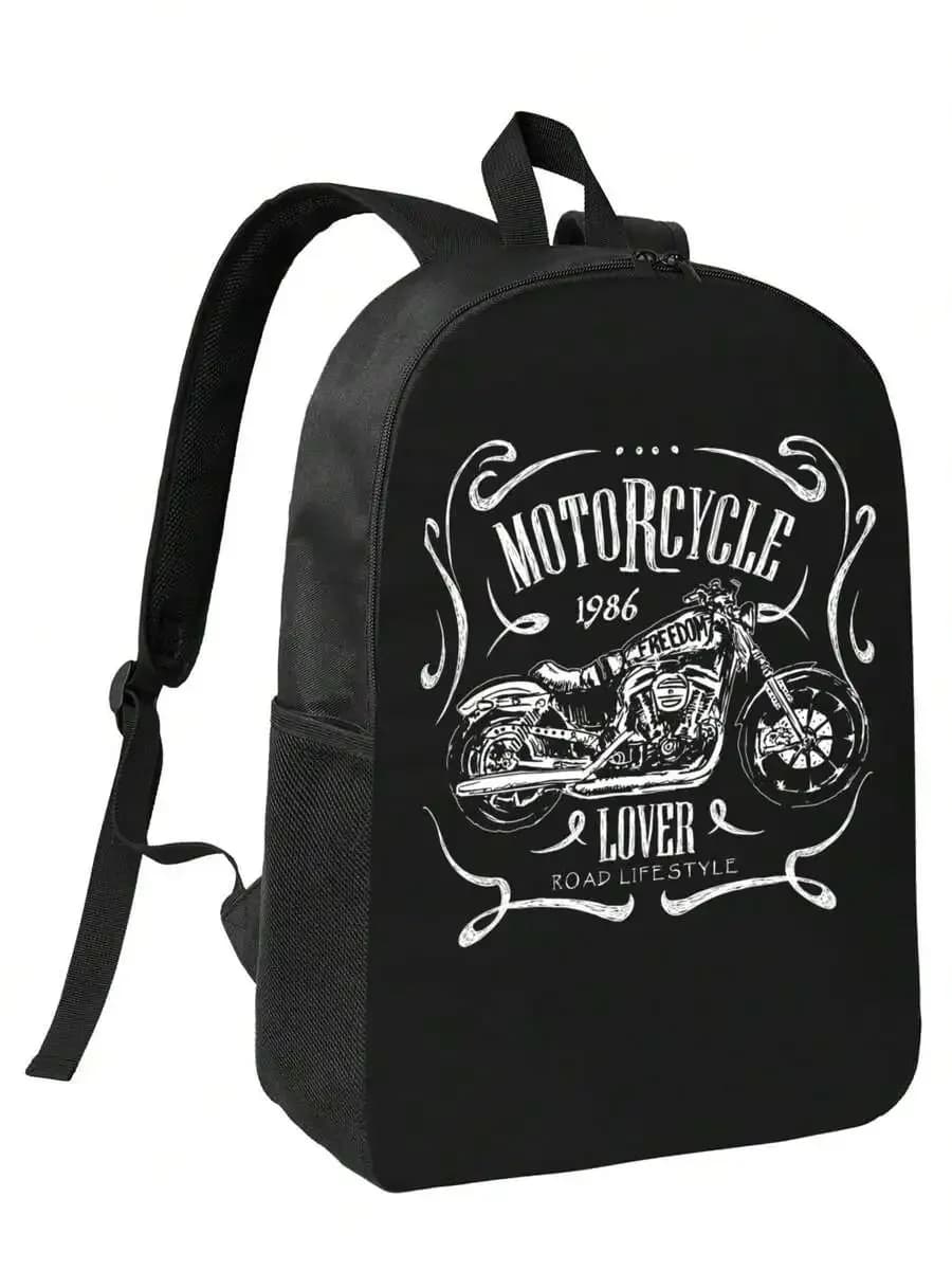 Motorcycle Lover Backpack For Adults - Large Capacity Laptop Bag 17 Inch