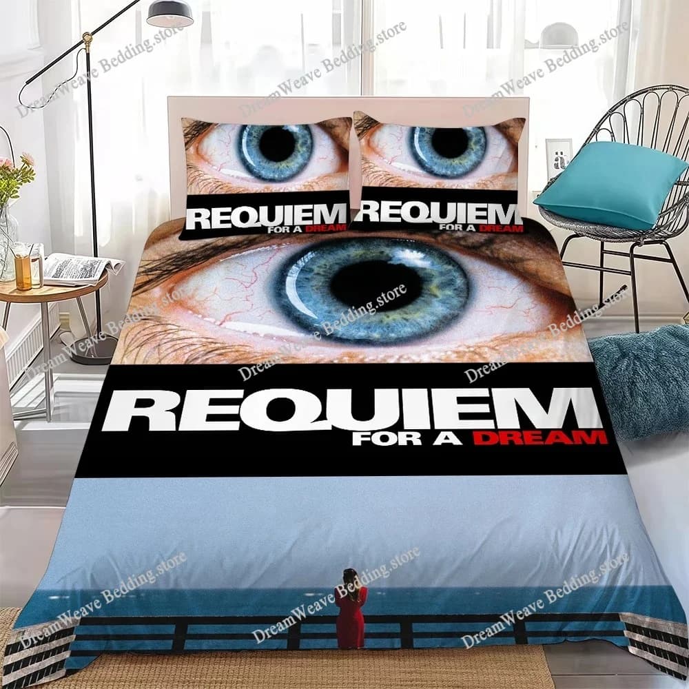 Set Copripiumino 'Requiem for a Dream', Biancheria da Letto in Morbido Cotone, Regalo per Dormitorio Studentesco