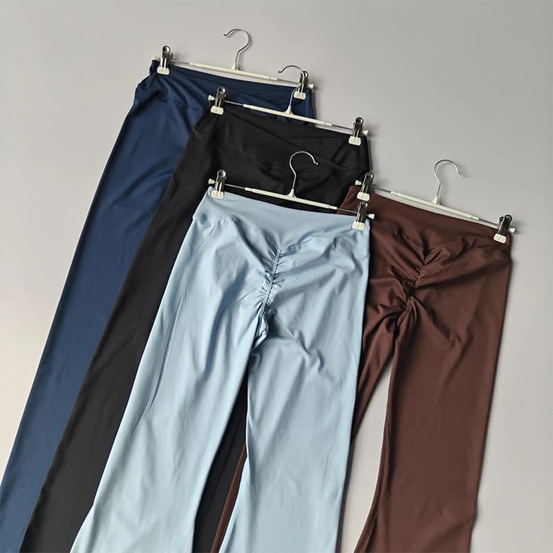 Sexy hip-shaped liggings fishing pleated pants slightly flared Yoga broad leg Pilates fast drying Fitness pants to wear outside
