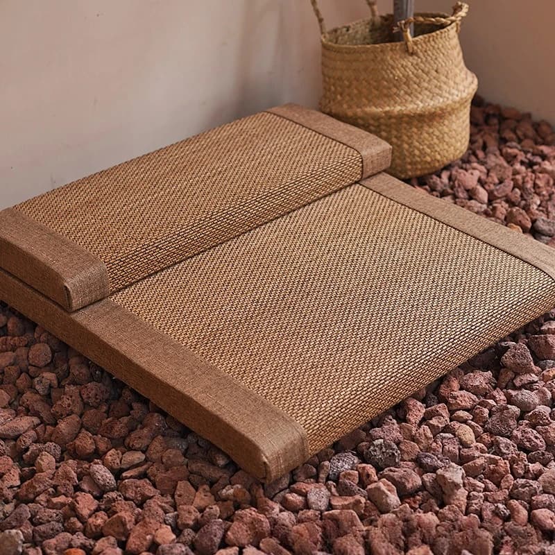 Natural Bamboo‑Silk Japanese Futon Meditation Cushion Home Pad for Tea Room Cross‑Legged Sitting Kneeling Yoga Meditation