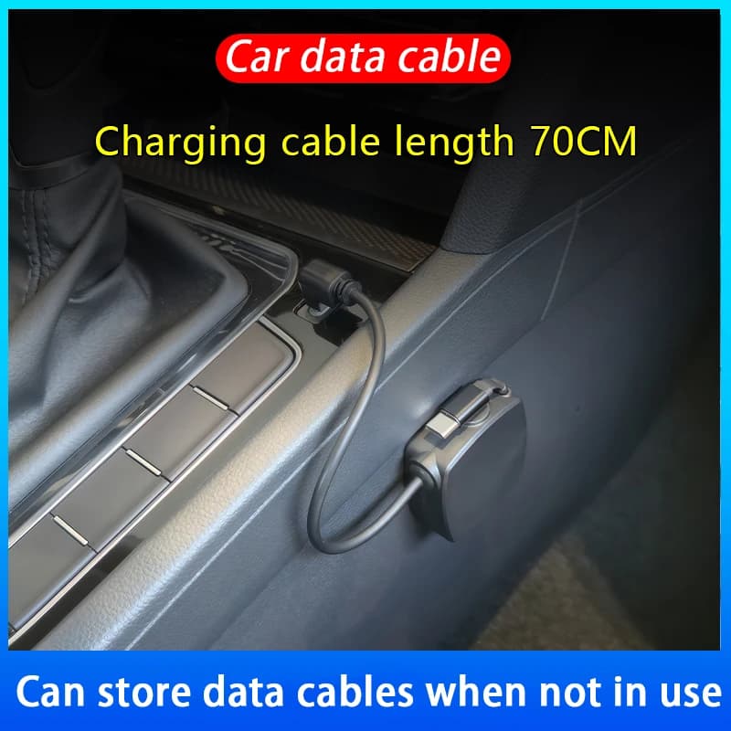 Retractable car charger data cable 70CM USB Type-C Quick charging illumination PD3.0 for iPhone, Samsung, Huawei, Xiaomi