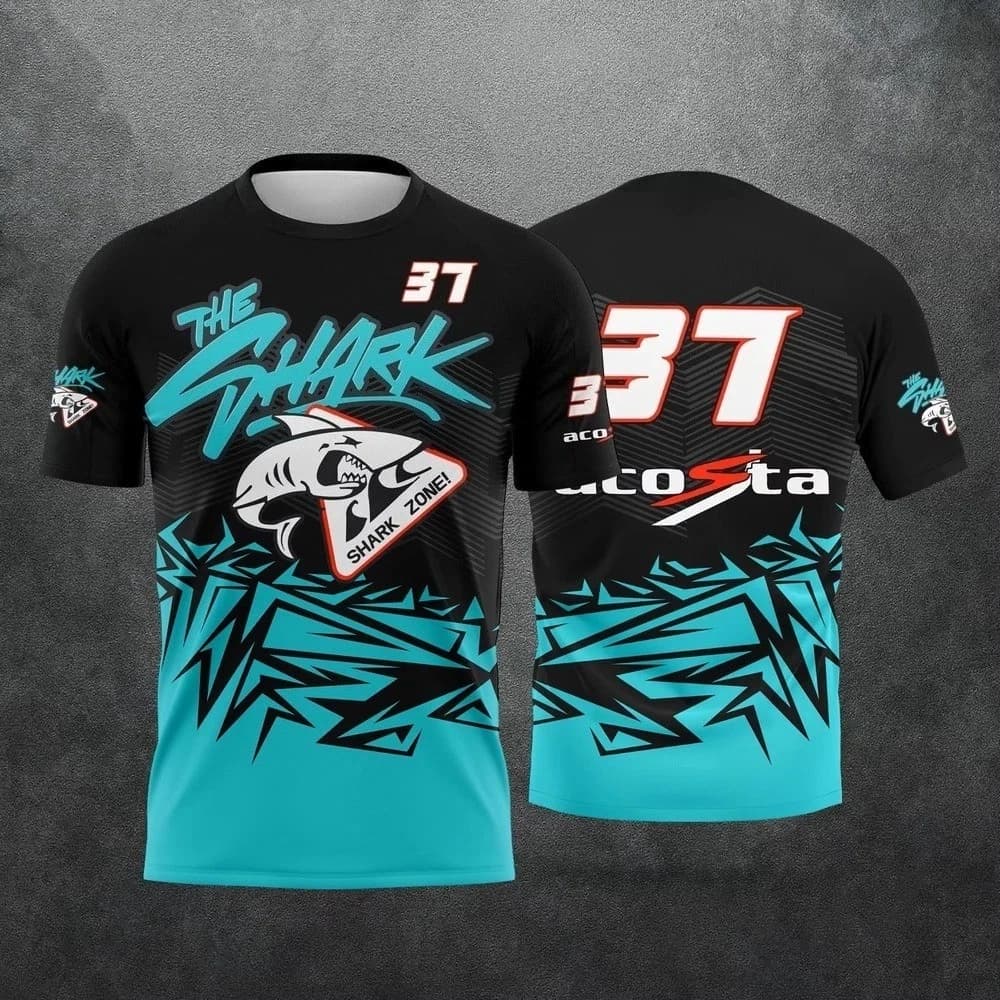 Pedro Acosta No.27 _ T-shirt Shark Racing Team, maglietta estiva da uomo per allenamento all'aperto, casual, comoda e alla moda