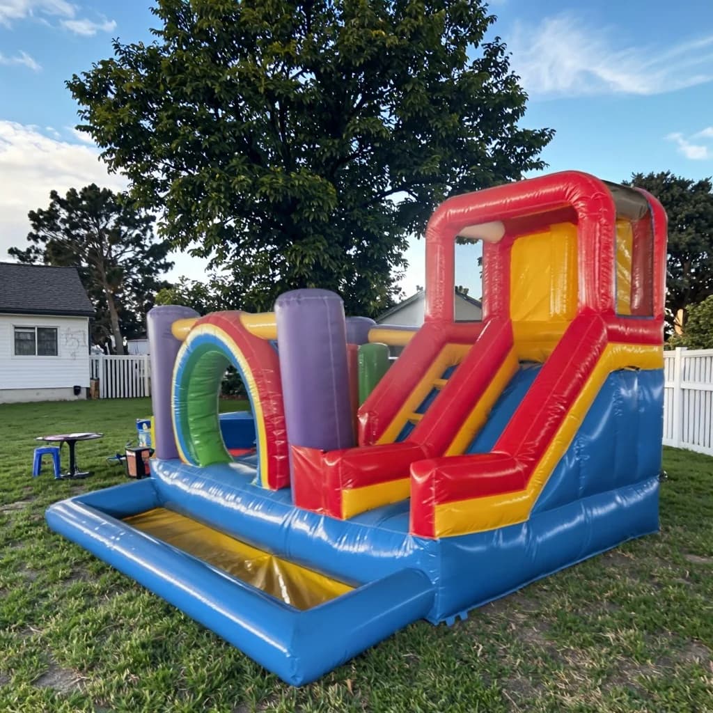 Hot Sale Commerical 3.5m*4m Colorful Water Slide with Pool Rent Inflatable Rainbow Slider with Swimming Pool