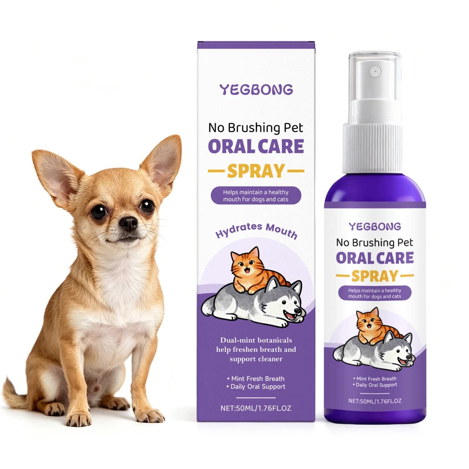 Pet Oral Care Spray Plaques Tartar Removal Dog Breath Freshener Eliminates Bad Odor Support Gum Health Pets Tooth Cleaner Spray
