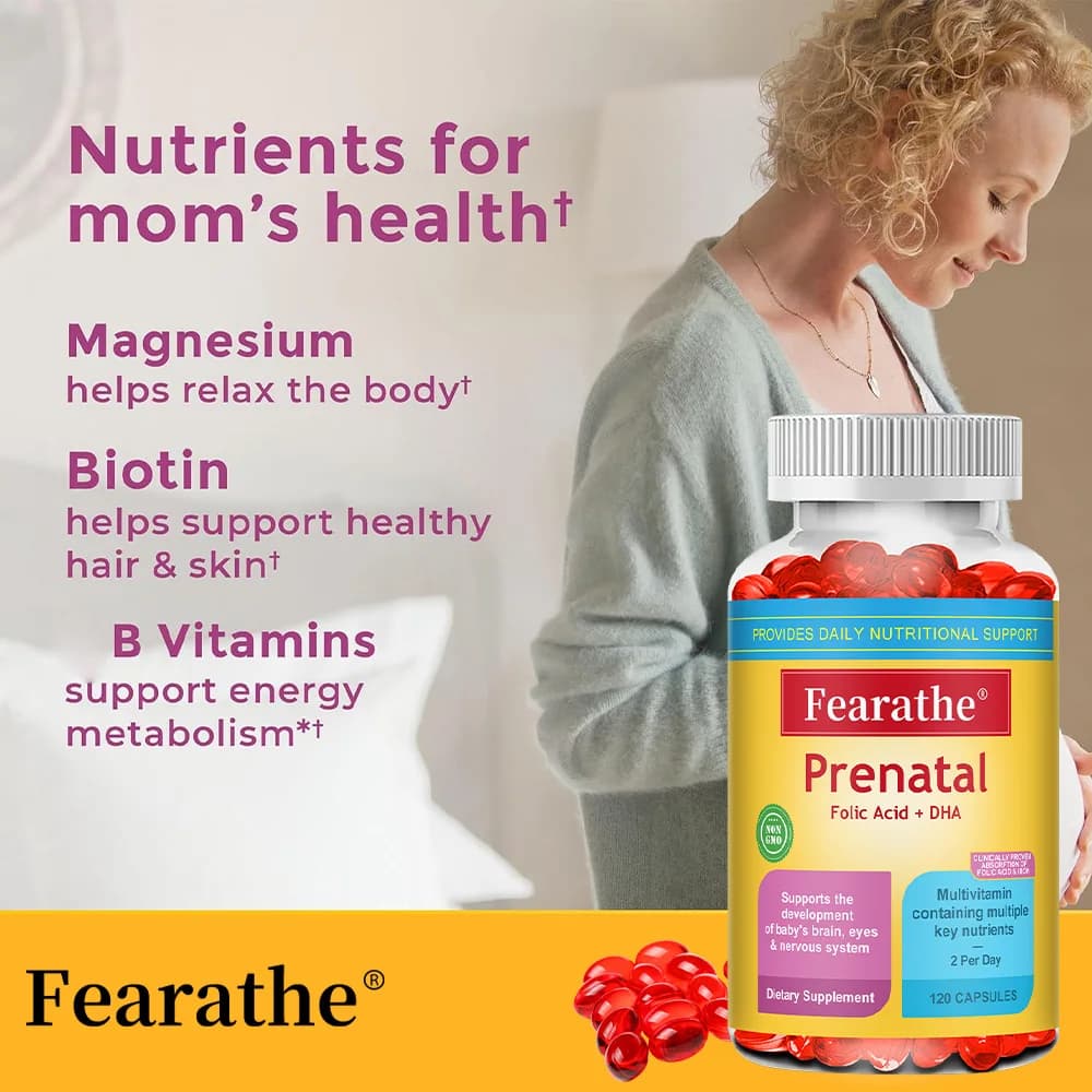 Capsule Multivitaminiche Prenatali con Biotina, Acido Folico, Colina e DHA EPA - Supporto per lo Sviluppo Cerebrale Fetale e del Sistema Nervoso
