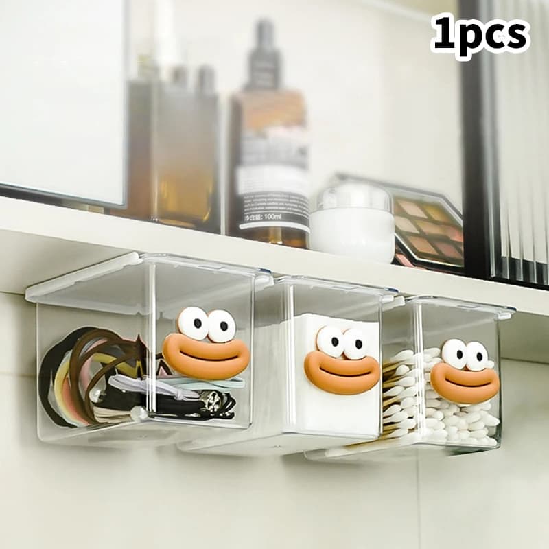 1PC Contenitore Estraibile Sottospecchio Trasparente a Cassetto per Organizzare Trucchi, Cotone, Bastoncini di Cotone e Accessori Bagno