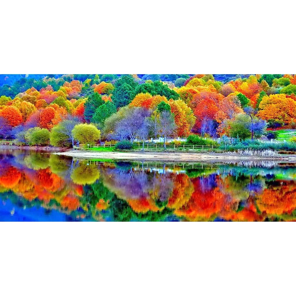 Kit Pittura Diamante 5D Fai-da-Te Foresta Colorata Completo con Diamanti Rotondi Regalo di Nozze