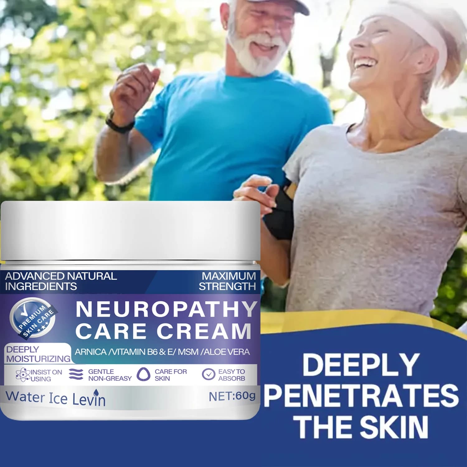 Water Ice Levin Neuropathy Cream - with natural ingredients (Arnica, Msm, Aloe) for an intensive 72-hour hydration