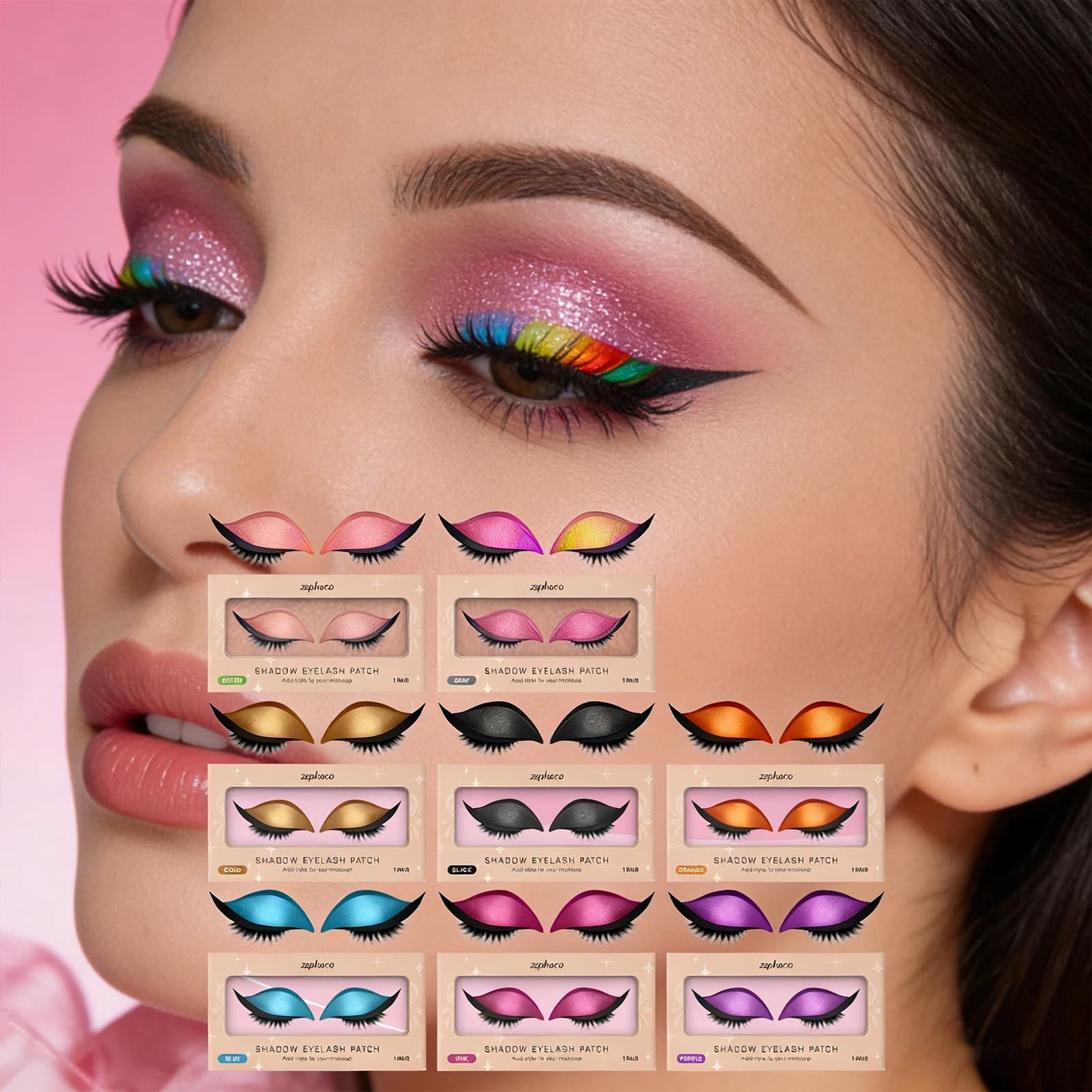 Patch Riutilizzabile 2-in-1 per Ombretto e Ciglia, Adesivo per Trucco Occhi con Ciglia Finte e Ombretto, Strumento Cosmetico Impermeabile