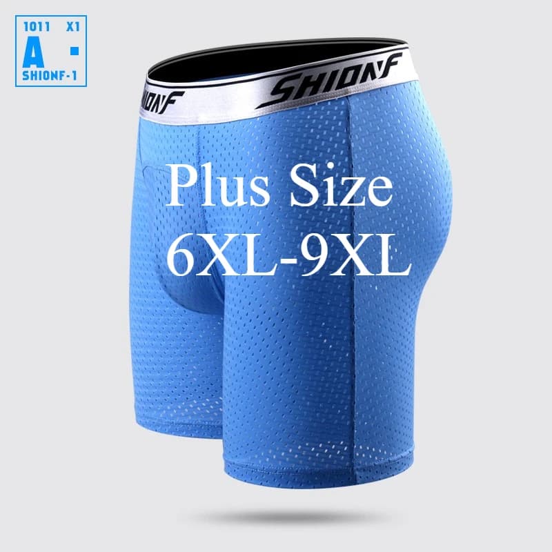 Men's Boxer 9XL Plus Size, Sporty, Anti-Usura, Long Leg, Breathable Net, with U Pocket, Media Life