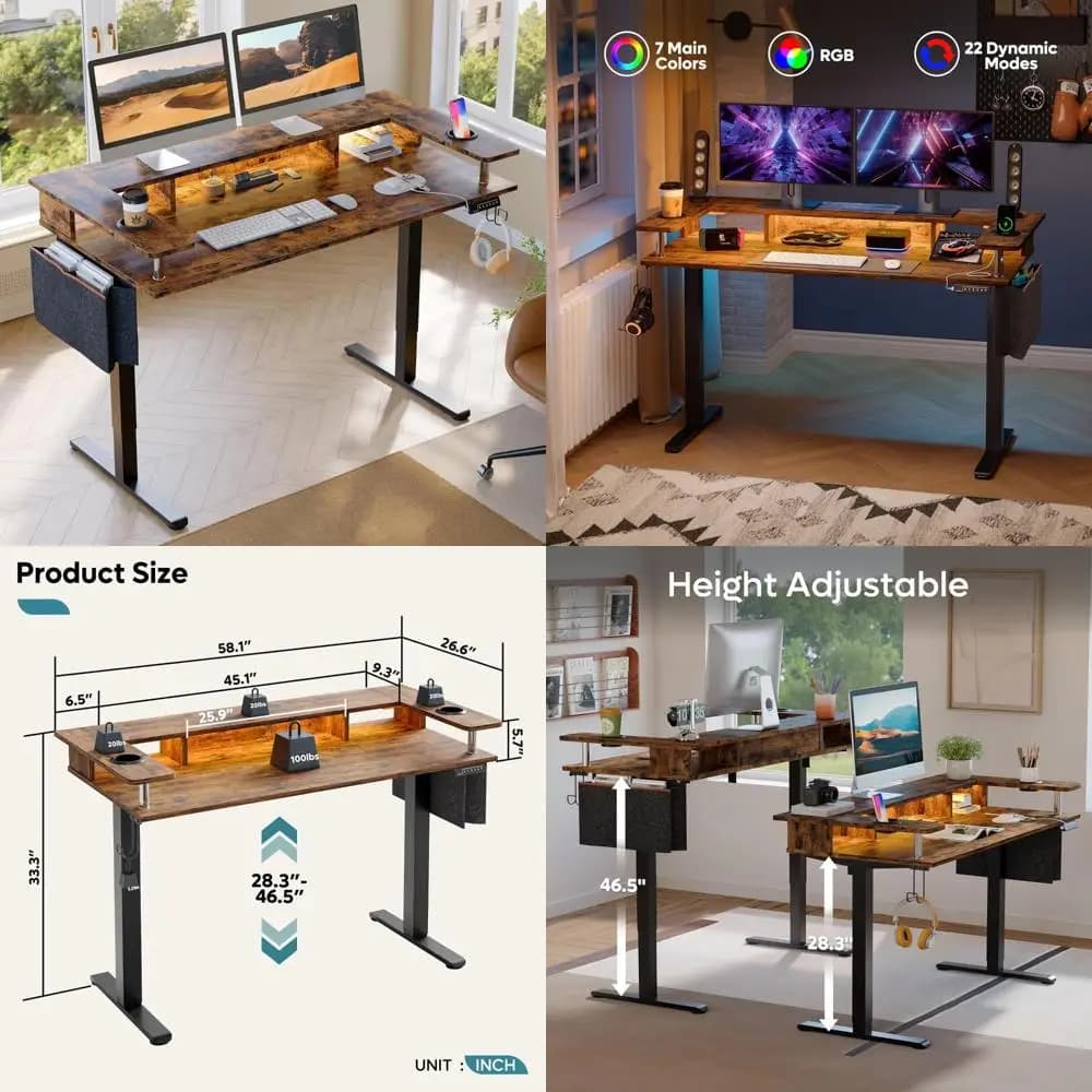 Bestier Height Adjustable Stand Desk: Large Seat 58x26 Electric Desk With Monitor Support and Ergonomic Design
