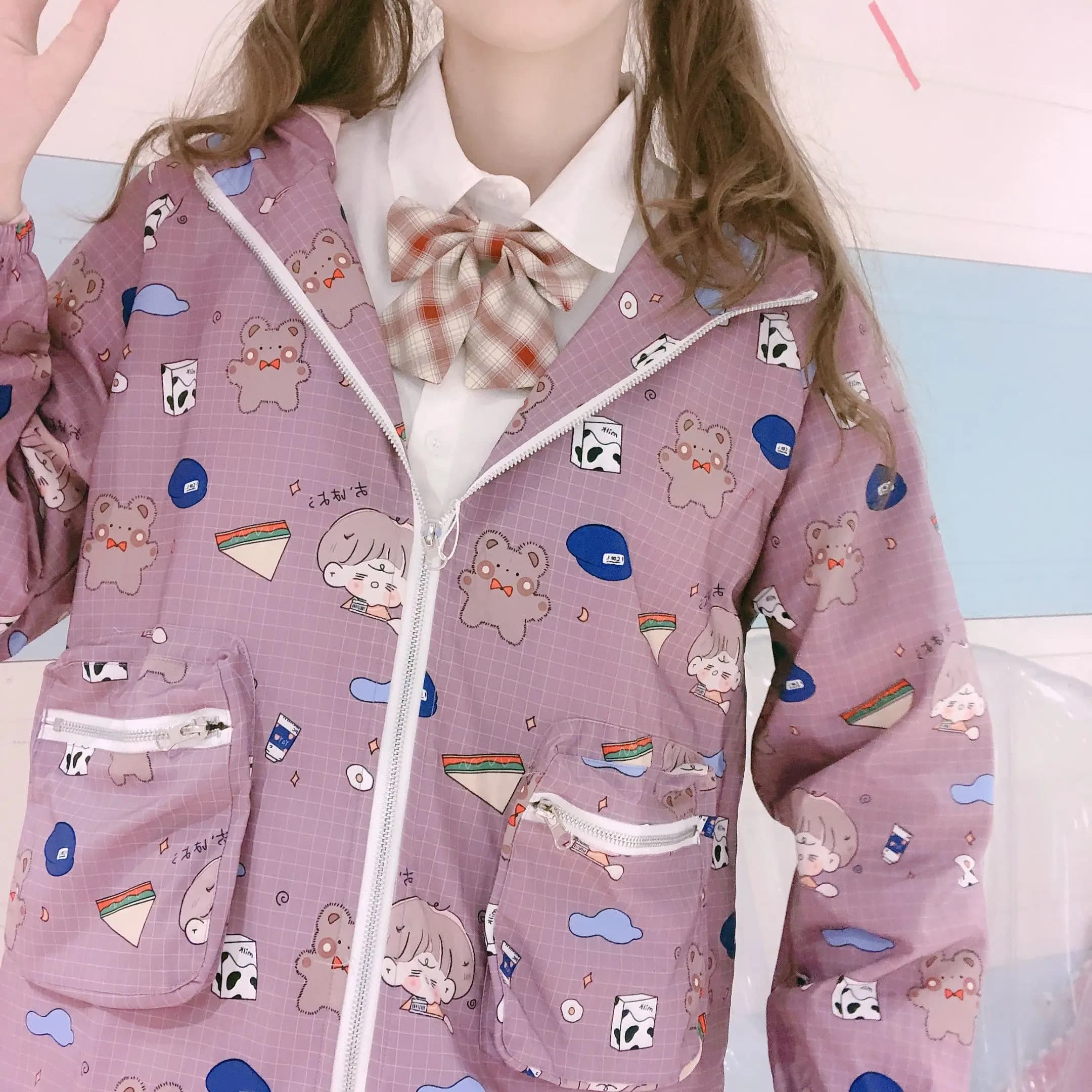Nuova Giacca con Cappuccio Stile Coreano Autunno 2025, Giacca con Zip Stile College per Donne, Bianca, Trendy e Alla Moda