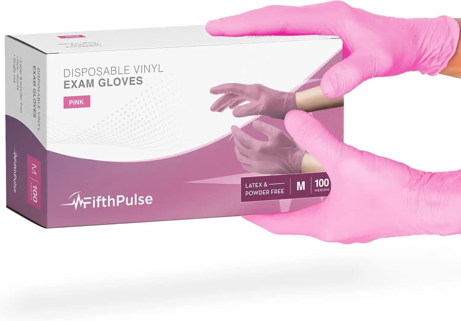 Pink vinyl disposable gloves 100 pcs powder free latex free for medical examination use