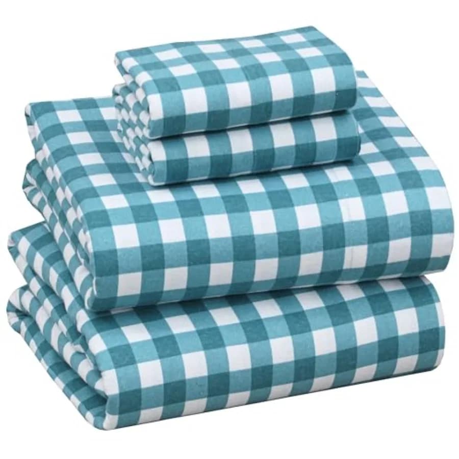 Set di Lenzuola in Flanella - 100% Cotone a Doppia Spazzolatura - Tasche Profonde 16 Pollici - Traspiranti e Extra Morbide per Tutte le Stagioni