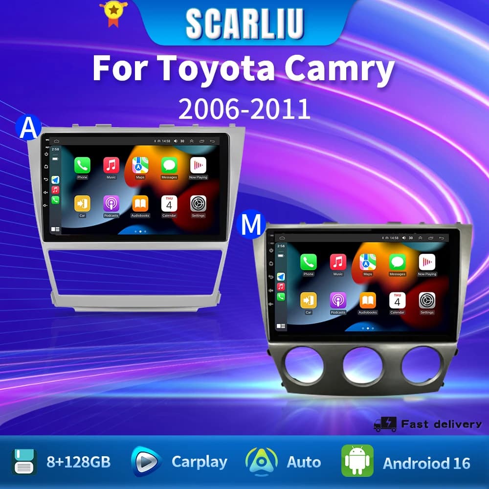 Per Toyota Camry 6 XV 40 50 2006 - 2011 Lettore Video Android Auto Radio GPS Navigazione Multimedia Stereo Carplay Senza 2din DVD
