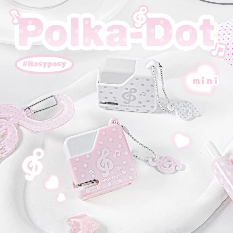 Mini Cucitrice INS a Forma di Caramella con Pois, Portatile e Piccola per Cucitura Carta, Simpatica Fornitura di Cancelleria per Studenti e Ufficio