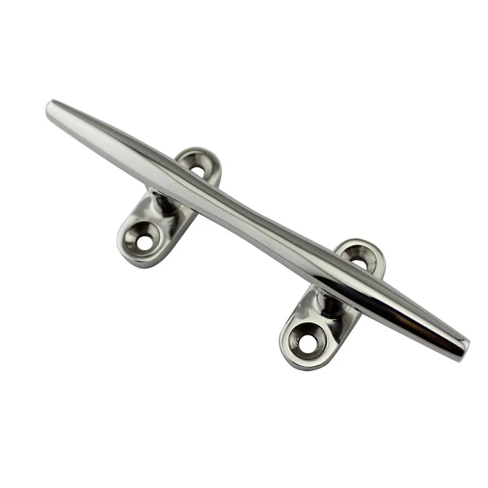 200Mm Stainless Steel Marine Dock Cleat Horn Shape Round Hole Easy Installation Boat Rope Holder Boat Mooring Accessories