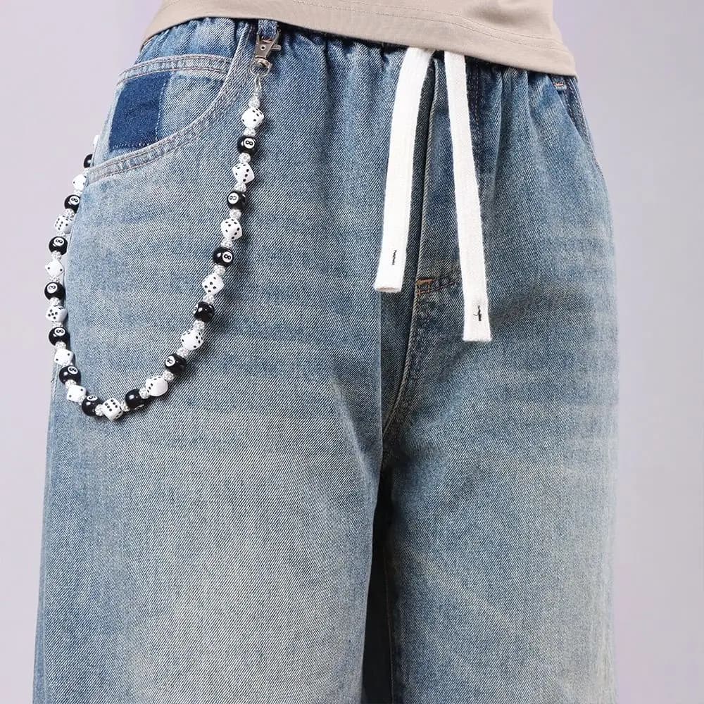 Catena per Jeans con Dadi Colorati, Catena per Pantaloni in Lega di Zinco a Forma di Palla da Biliardo, Catena Gotica Stile Harajuku Punk per Cintura Donna