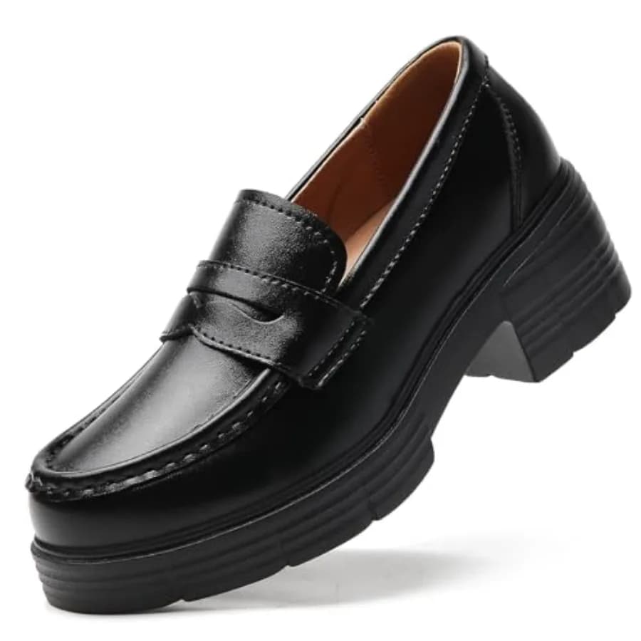 Mocassini da Donna con Plateau, Mocassini Chunky Penny Comodi, Scarpe Casual da Lavoro per Ufficio da Donna S
