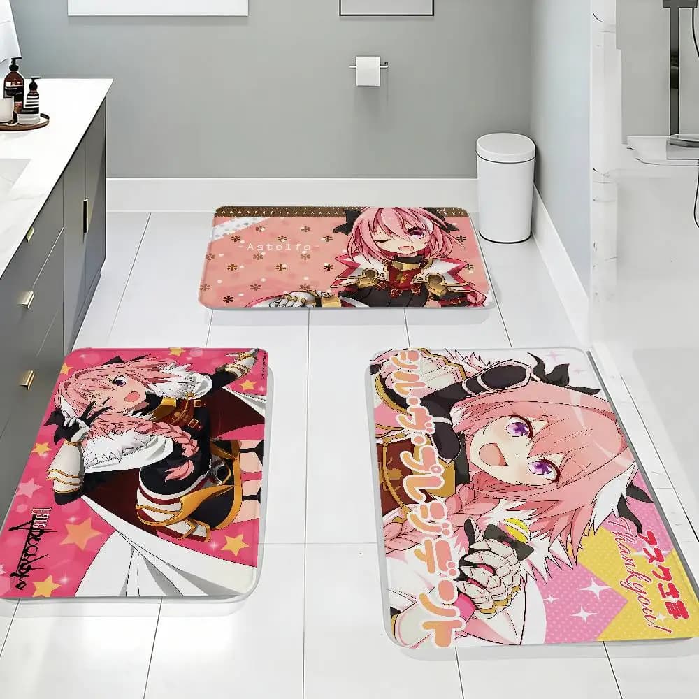 Tappetino per porta in flanella con motivo Astolfo Anime Girl, adatto per bagno, soggiorno, decorazione domestica