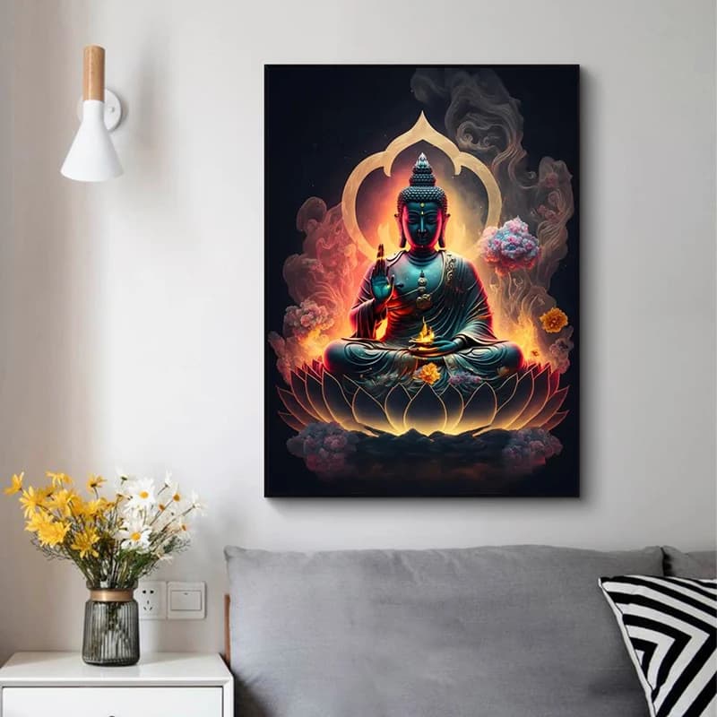 Zen Religious Meditation Buddhism Posters and Prints Buddha Canvas Paintings Nordic Wall Art Pictures for Home Decoration