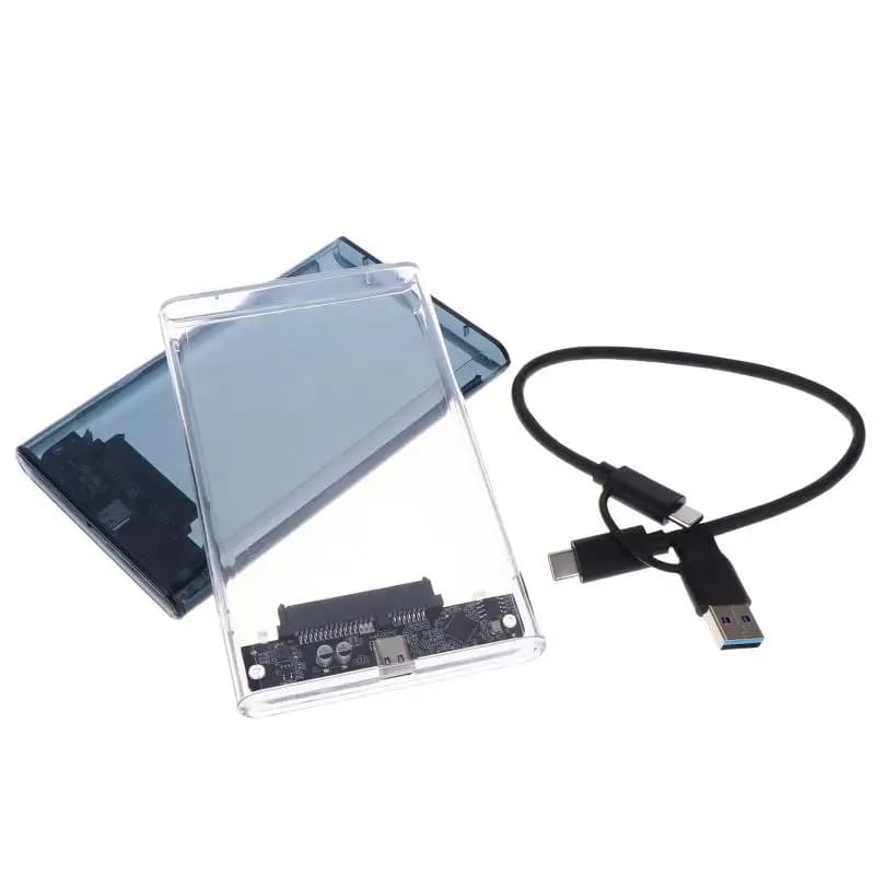Custodia esterna trasparente per HDD/SSD da 2,5 pollici USB Type-C, da SATA a USB 5Gbps, supporto per PC e laptop