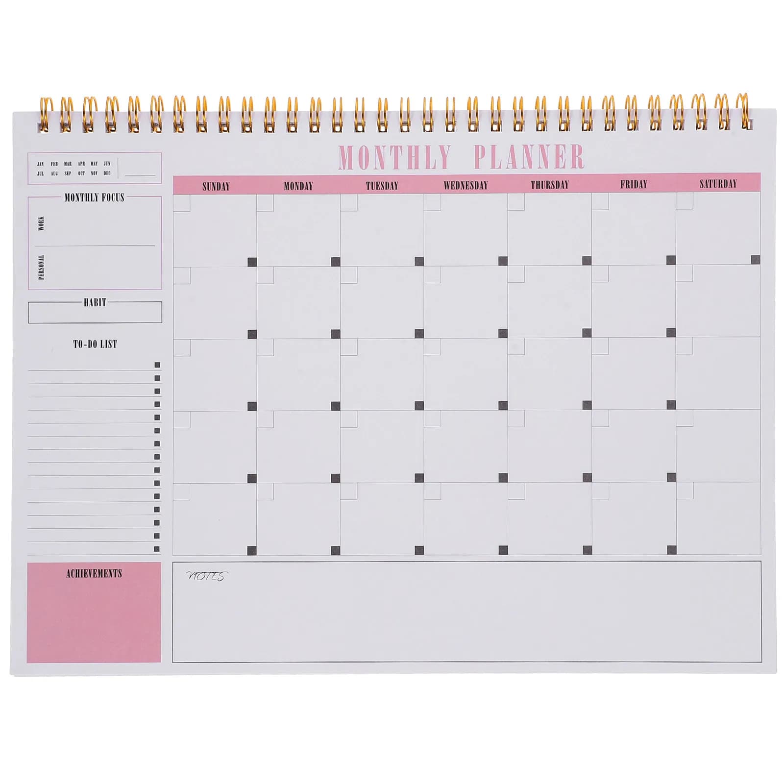 Agenda in Lega di Alluminio Delicata per Pianificazione Quotidiana, Blocco Note Settimanale Portatile Senza Data con Scrittura a Piatto Aperto