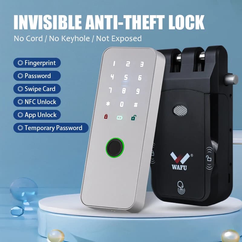 Tuya APP WiFi Smart Remote Control Automatic Electric Motor Lock WAFU Invisible Keyless Entry Door Lock For Indoor Home Office
