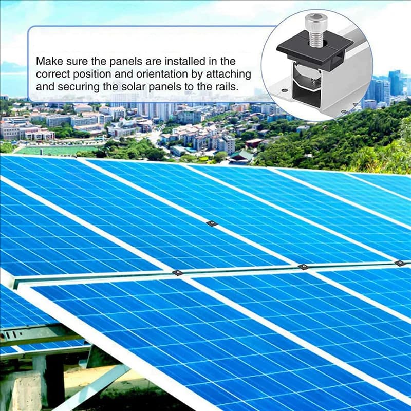Morsetto centrale A01F-16 Confezione da 30 mm Morsetto centrale nero a forma di T Morsetto centrale per pannello solare regolabile fotovoltaico per pannello solare