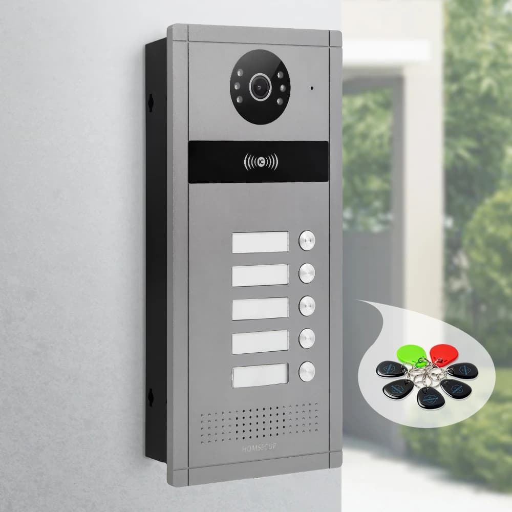 HOMSECUR XC114F-5 Telecamera per campanello per stazione esterna per videocitofono Chiamata citofono 5 famiglie