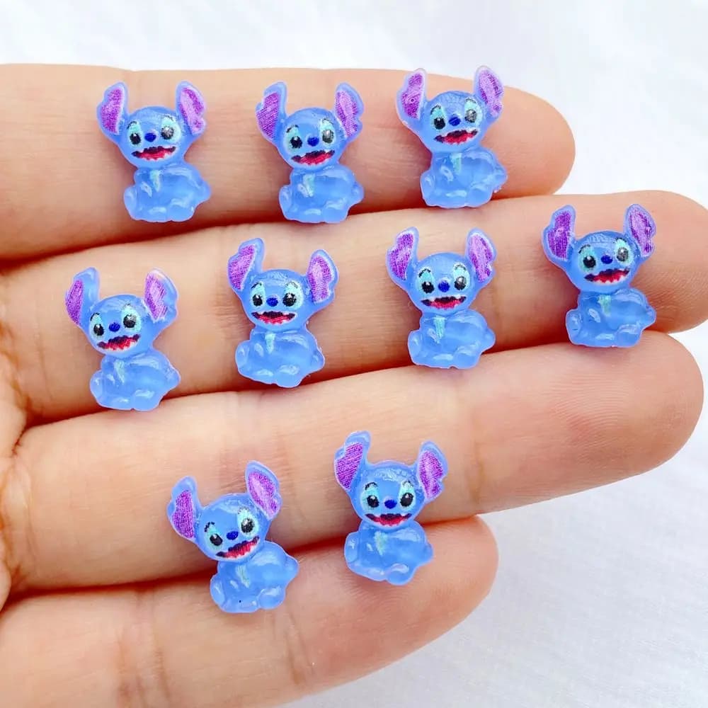 50Pcs Mini Kawaii Cartoon Animal Disney Big Eared Monster Series Resin Scrapbook Diy Bow Decor Manicure Accessories Crafts