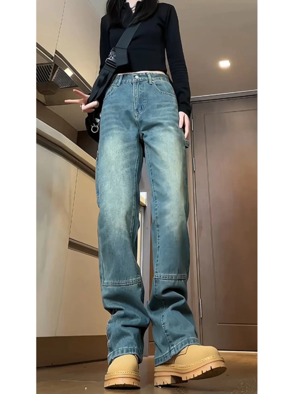 Retro Blue Slim Fit Men's Jeans Trendy Brand Spring Autumn Straight Leg Long Pants Cool And Handsome Youthful Cotton Denim