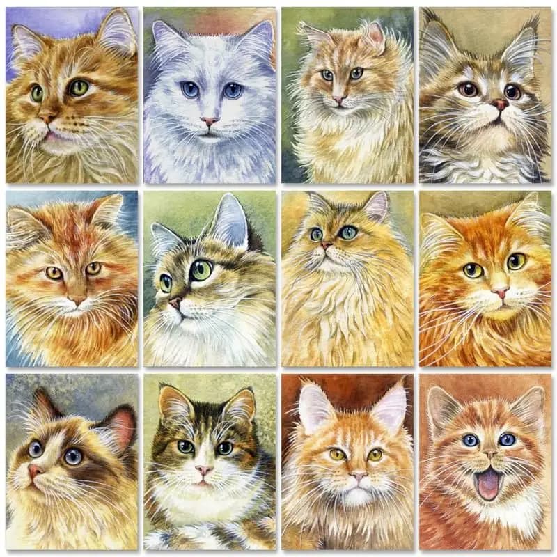 GATYZTORY Oil Painting By Numbers Paint Kit Cats Painting Numbers Adults Crafts Drawing By Numbers Painting Decors Diy Gift Pict