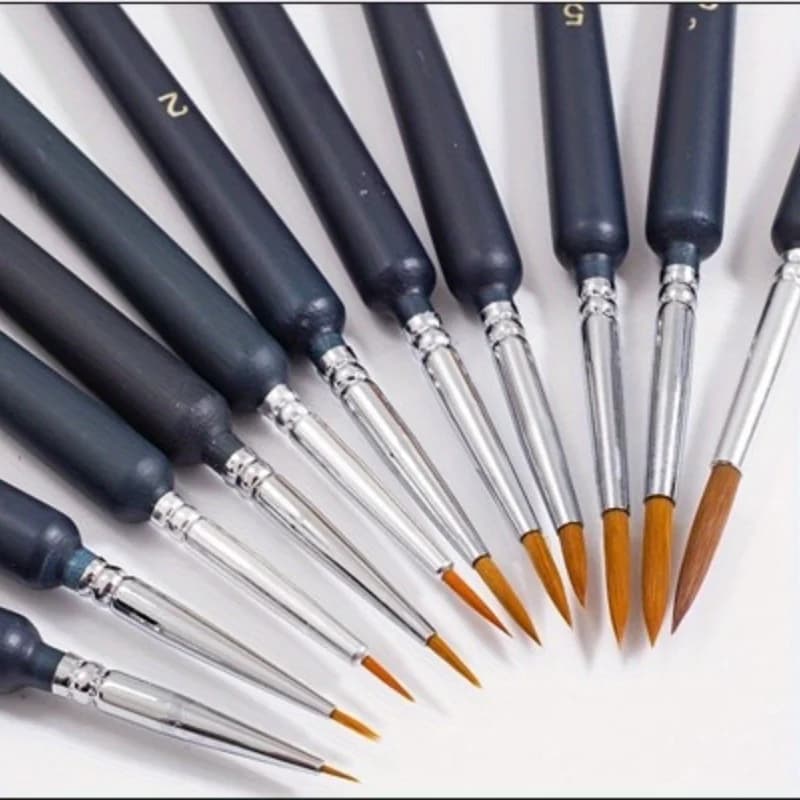 11pcs Paint Brush Set Professional Paint Brush Round Pointed Nylon Hair Acrylic Brush for Acrylic Watercolor Oil Painting