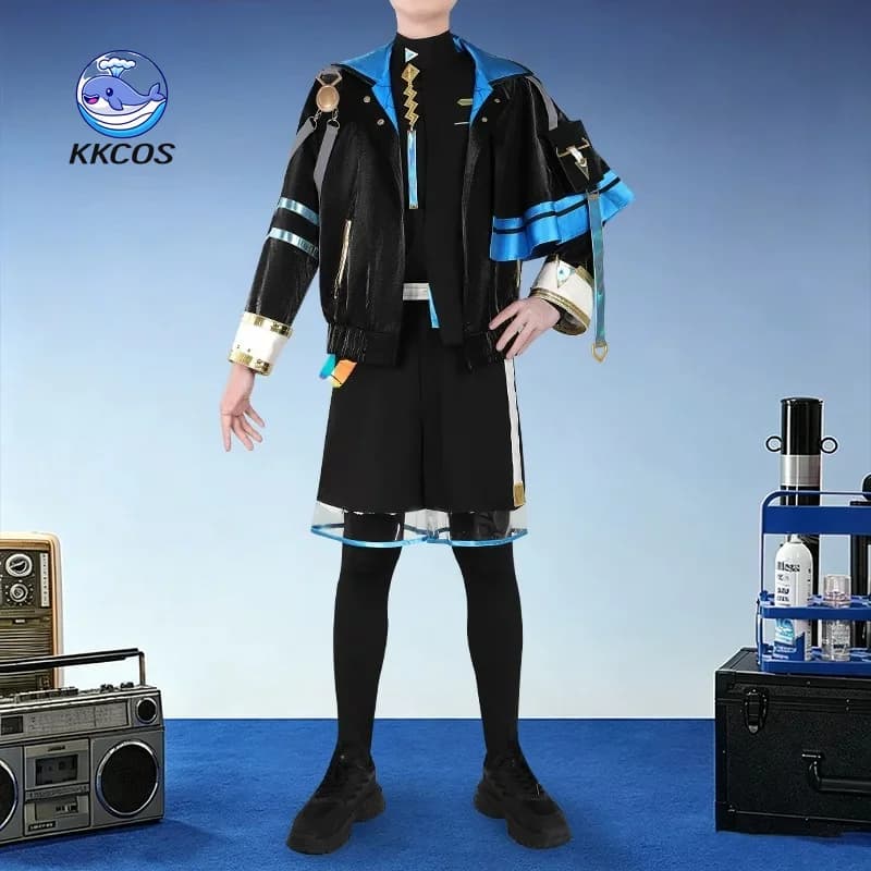 KKCos Vtuber Kaida Haru Cyberpunk Futuristic Cosplay Costume Full Set Men Handsome Outfit Halloween Comic Con