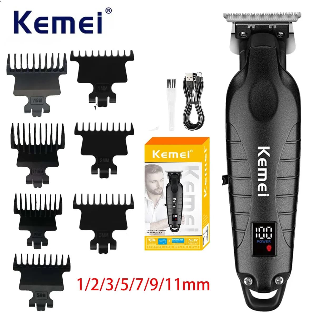 Kemei 2293 Professional Electric Haircut for Barbiere, Precision Cutting Machine, Wireless, Rechargeable, for Men