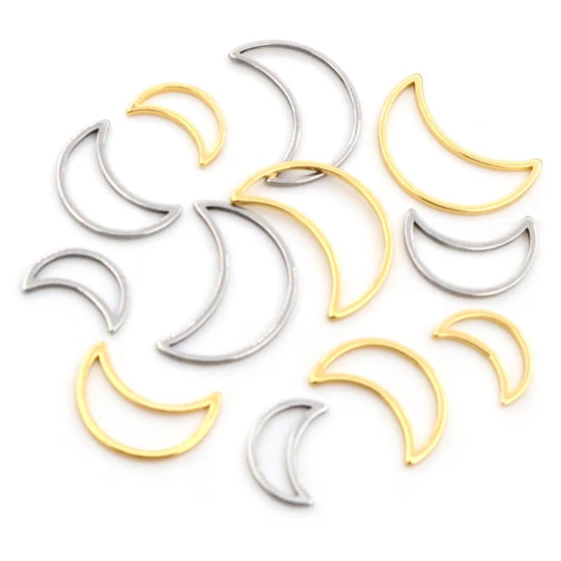 20pcs 3 Size Luna di Fascino Dell'oro Dell'acciaio Inossidabile Del Pendente Open Cornici Hollow Premuto Telaio In Resina Muffa Lunetta Gioielli FAI DA TE che fanno