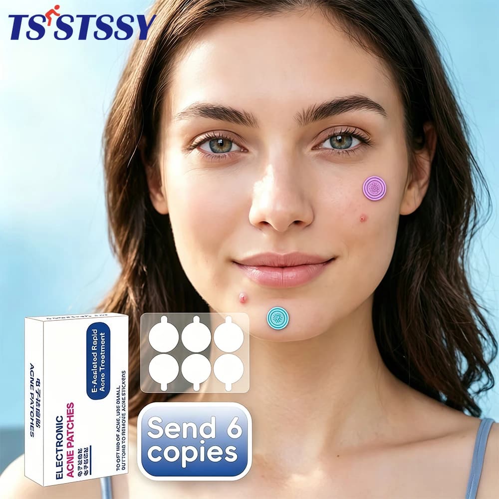 LED Light Therapy Face Acne Spot Patches, Reusable Electric Pimple Zapper with Red Blue Light for Breakouts Redness Acne Marks