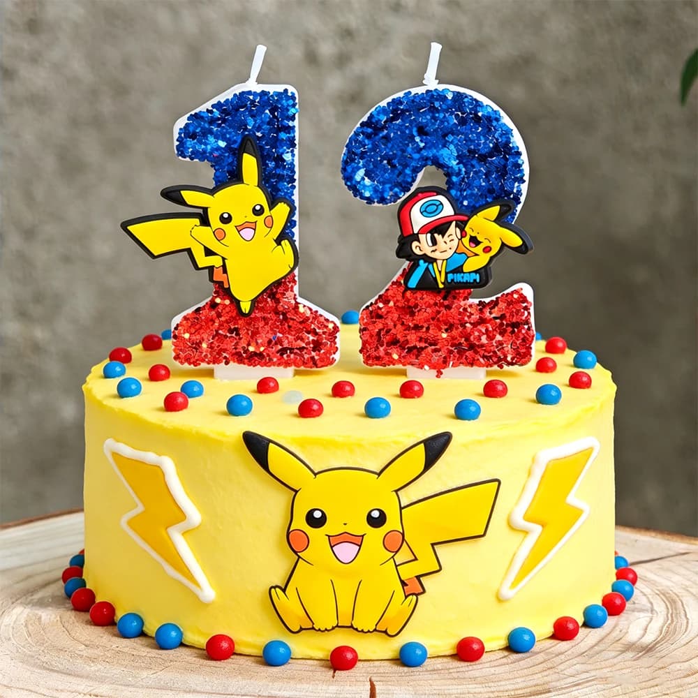 Pokemon Candle Number 0-9 Birthday Cake Candle Decoration Moana Birthday Party Cake Topper Baby Shower Decoration Gift