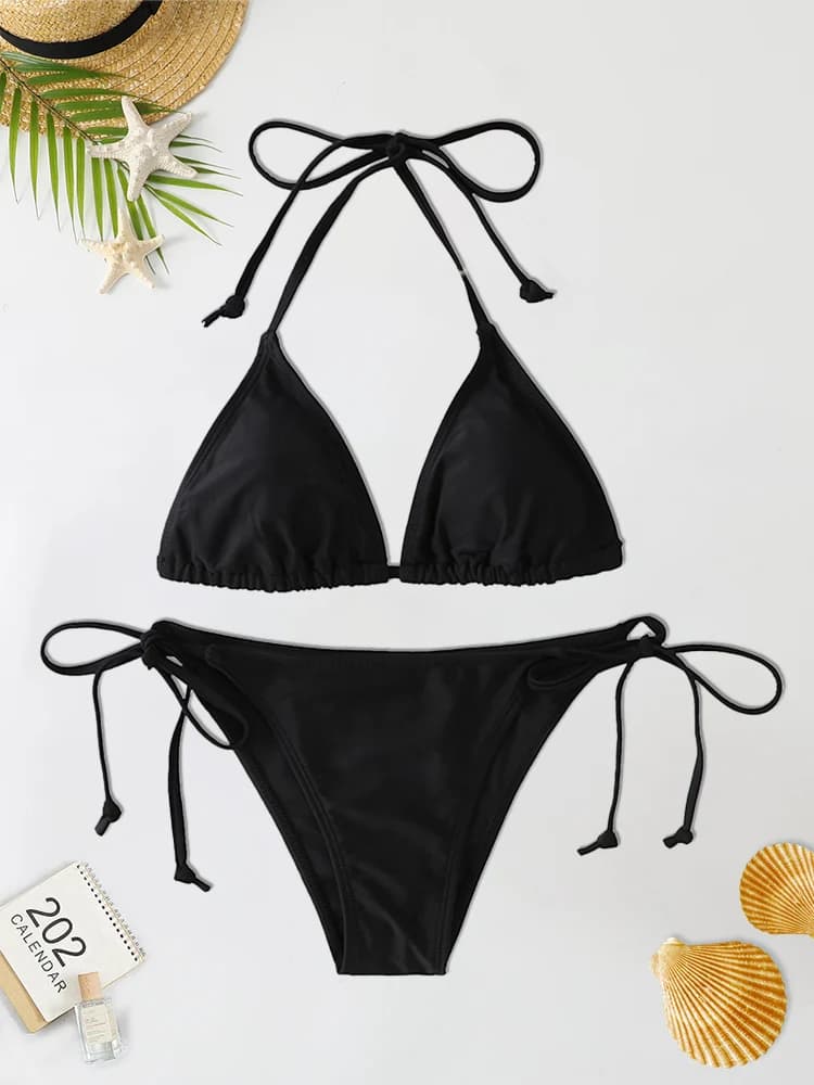 2 Pz/set 2024 Moda Costume Da Bagno Sexy Delle Donne Bikini Set Triangolo Costumi Da Bagno String Beachwear Perizoma Un Pezzo Abiti Brasiliano Biquini
