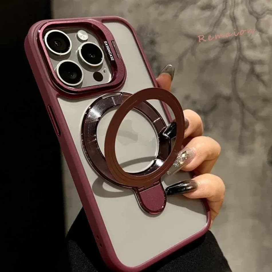 Custodia per telefono con supporto magnetico Plum Ring per iPhone 15 11 13 14 12 16 pro Max 16 plus Magsafe Cover protettiva per lenti in vetro trasparente