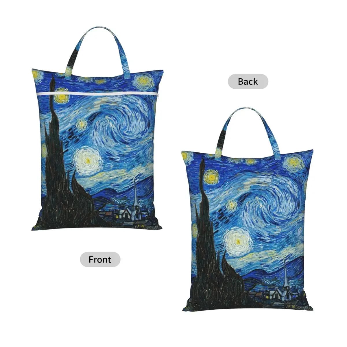 The Starry Night By Vincent Van Gogh Travel Laundry Bag Waterproof Reusable Dirty Clothes Pouch Gym Yoga Vacation Washing Basket
