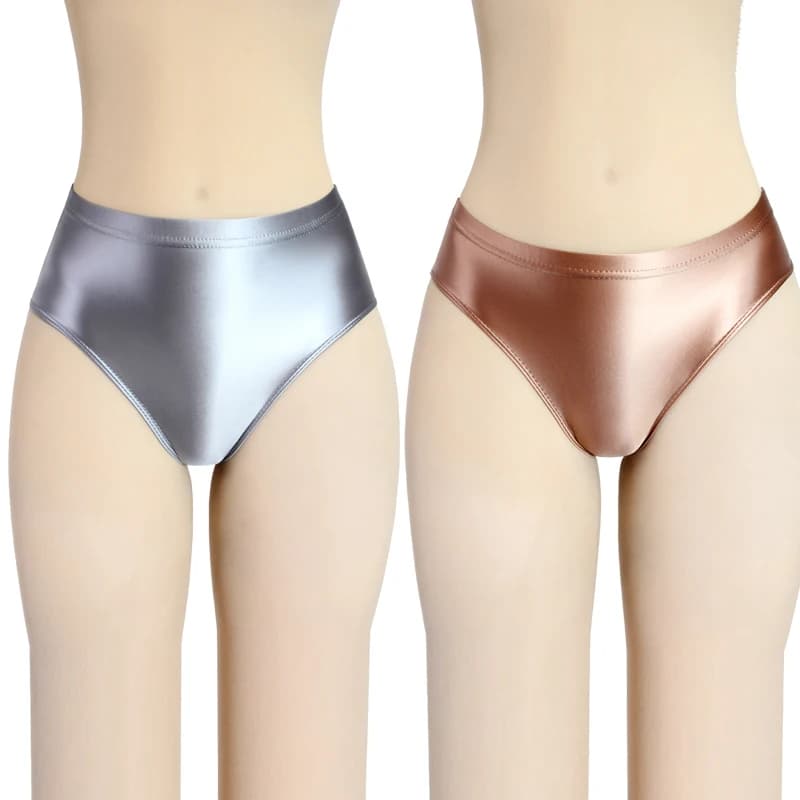 Sexy swimwear for men gloss briefs Bikini briefs with low waist silk buttocks oily swimwear for women